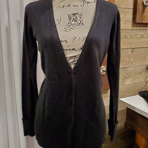 Alfani Black Sweater Open Front V Neck Small